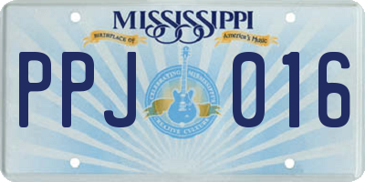 MS license plate PPJ016