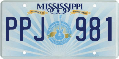MS license plate PPJ981