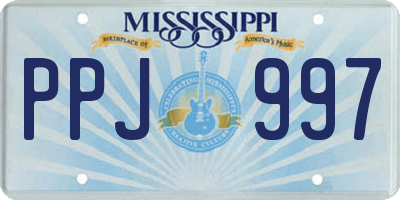 MS license plate PPJ997