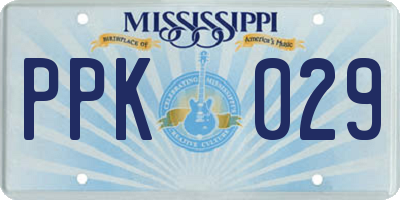 MS license plate PPK029