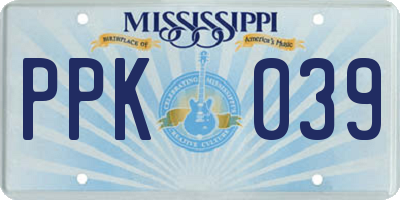 MS license plate PPK039