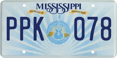 MS license plate PPK078