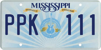MS license plate PPK111