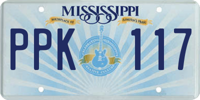 MS license plate PPK117