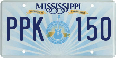 MS license plate PPK150
