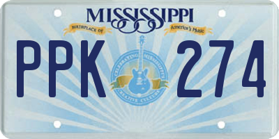 MS license plate PPK274