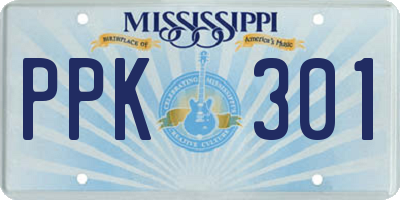 MS license plate PPK301