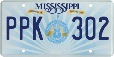MS license plate PPK302