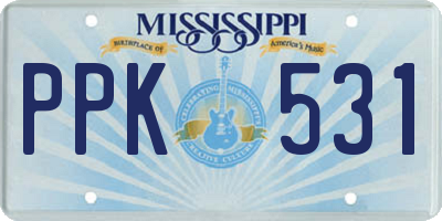 MS license plate PPK531