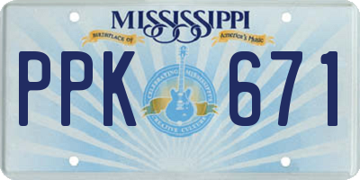 MS license plate PPK671