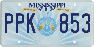MS license plate PPK853