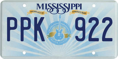 MS license plate PPK922