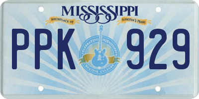 MS license plate PPK929