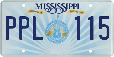 MS license plate PPL115