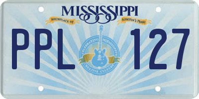 MS license plate PPL127