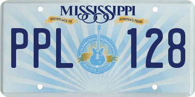 MS license plate PPL128