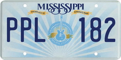 MS license plate PPL182