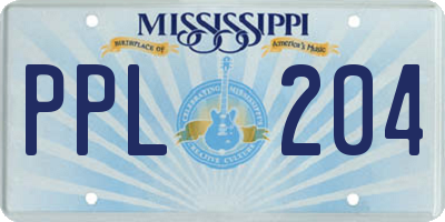MS license plate PPL204