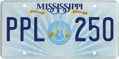 MS license plate PPL250