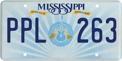 MS license plate PPL263