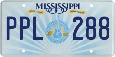 MS license plate PPL288