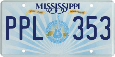 MS license plate PPL353