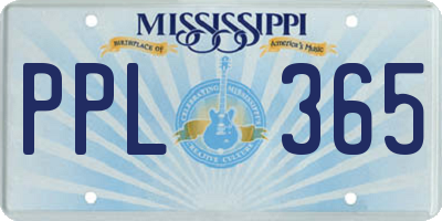 MS license plate PPL365