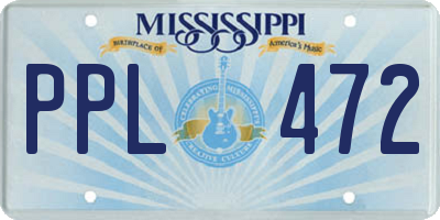 MS license plate PPL472