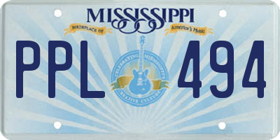 MS license plate PPL494