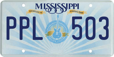MS license plate PPL503