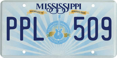 MS license plate PPL509