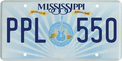 MS license plate PPL550