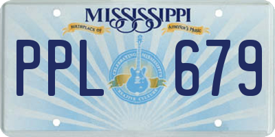 MS license plate PPL679