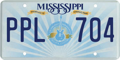 MS license plate PPL704
