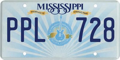 MS license plate PPL728
