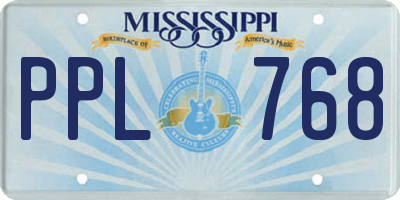 MS license plate PPL768