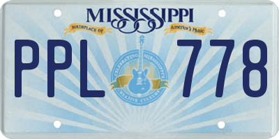 MS license plate PPL778