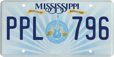 MS license plate PPL796
