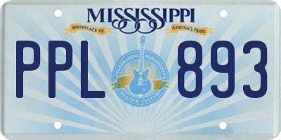 MS license plate PPL893