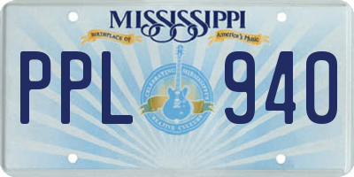 MS license plate PPL940