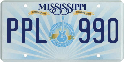 MS license plate PPL990