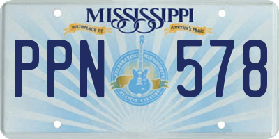 MS license plate PPN578