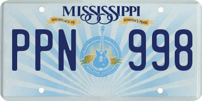 MS license plate PPN998