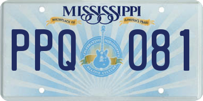 MS license plate PPQ081