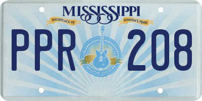 MS license plate PPR208