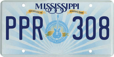 MS license plate PPR308
