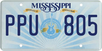 MS license plate PPU805