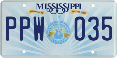 MS license plate PPW035