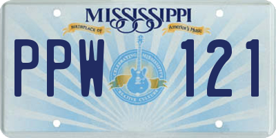 MS license plate PPW121