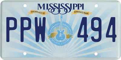 MS license plate PPW494